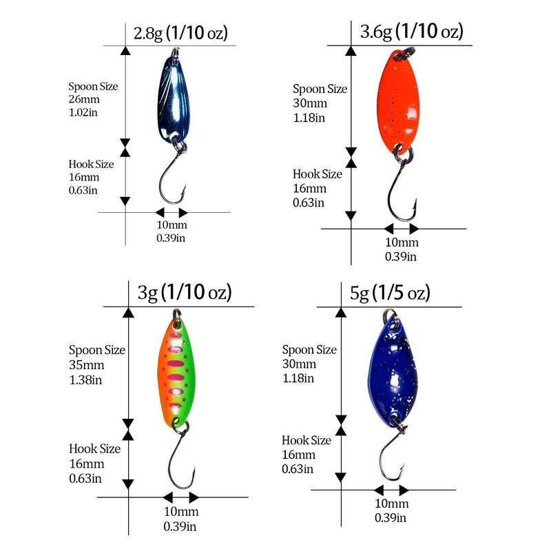 THKFISH Spoon Fishing Lures for Trout Spoons Hard Baits Single Hook Trout Lures Metal Fishing Lures for Char Perch 12Pcs - Image 3